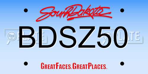 BDSZ50 South Dakota License Plate