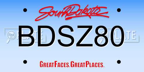 BDSZ80 South Dakota License Plate