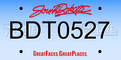 BDT0527 South Dakota License Plate