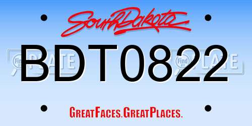 BDT0822 South Dakota License Plate