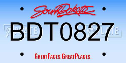BDT0827 South Dakota License Plate