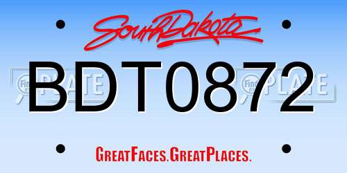 BDT0872 South Dakota License Plate