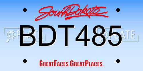 BDT485 South Dakota License Plate