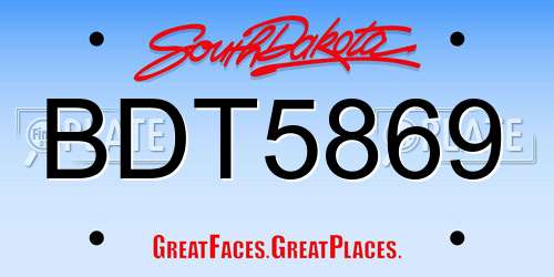 BDT5869 South Dakota License Plate
