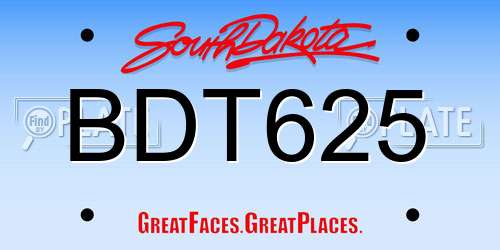 BDT625 South Dakota License Plate