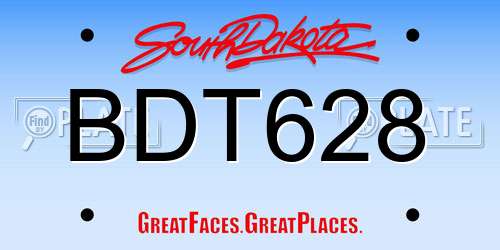 BDT628 South Dakota License Plate
