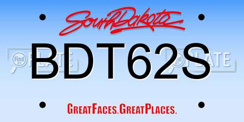 BDT62S South Dakota License Plate
