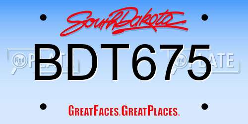BDT675 South Dakota License Plate