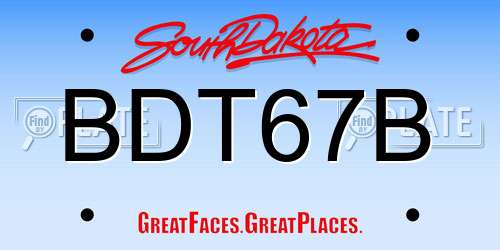 BDT67B South Dakota License Plate