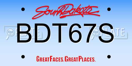 BDT67S South Dakota License Plate