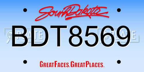 BDT8569 South Dakota License Plate