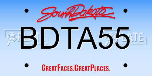 BDTA55 South Dakota License Plate