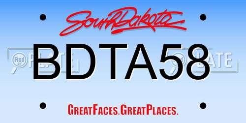 BDTA58 South Dakota License Plate