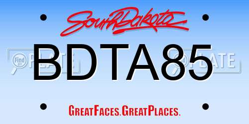 BDTA85 South Dakota License Plate