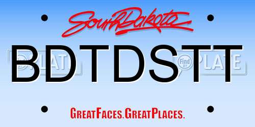 BDTDSTT South Dakota License Plate