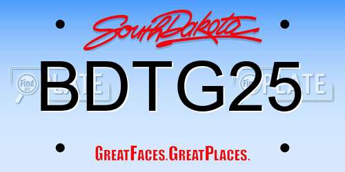 BDTG25 South Dakota License Plate