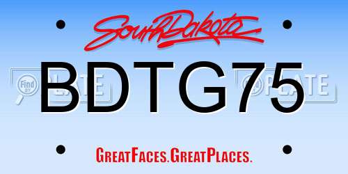 BDTG75 South Dakota License Plate