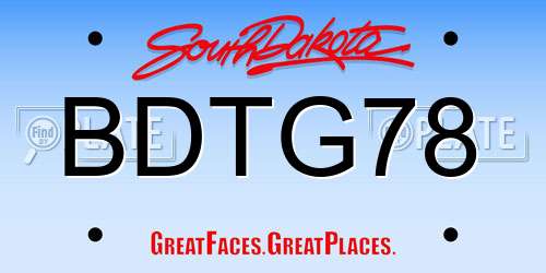 BDTG78 South Dakota License Plate