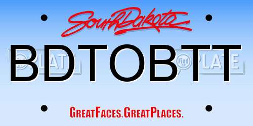 BDTOBTT South Dakota License Plate