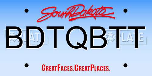 BDTQBTT South Dakota License Plate