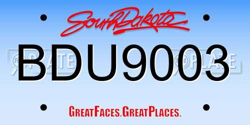 BDU9003 South Dakota License Plate