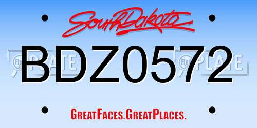BDZ0572 South Dakota License Plate