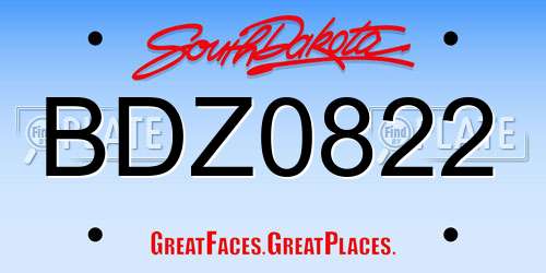 BDZ0822 South Dakota License Plate
