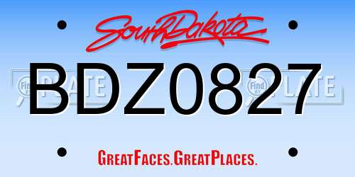 BDZ0827 South Dakota License Plate
