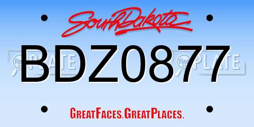 BDZ0877 South Dakota License Plate