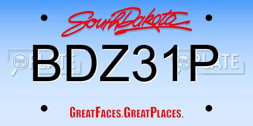 BDZ31P South Dakota License Plate