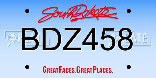 BDZ458 South Dakota License Plate