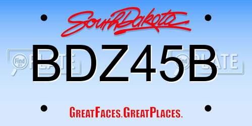 BDZ45B South Dakota License Plate