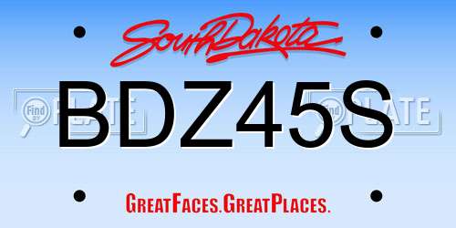 BDZ45S South Dakota License Plate