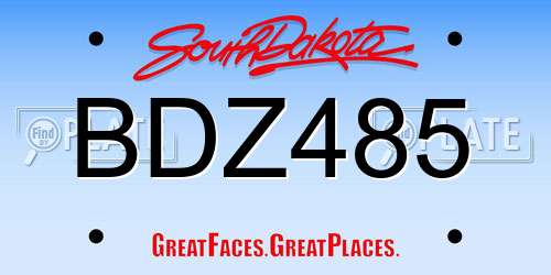 BDZ485 South Dakota License Plate