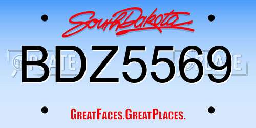 BDZ5569 South Dakota License Plate