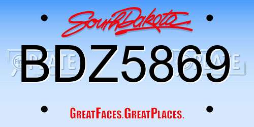 BDZ5869 South Dakota License Plate