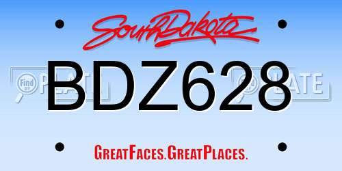 BDZ628 South Dakota License Plate