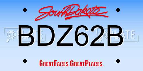 BDZ62B South Dakota License Plate