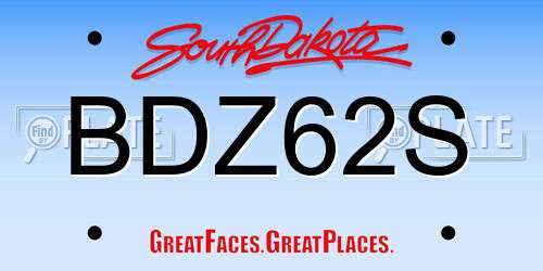 BDZ62S South Dakota License Plate