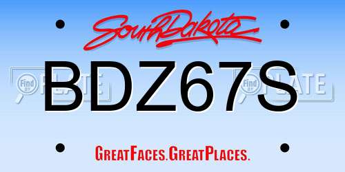 BDZ67S South Dakota License Plate