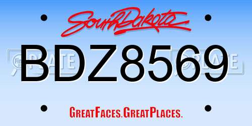 BDZ8569 South Dakota License Plate