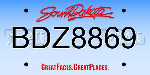 BDZ8869 South Dakota License Plate