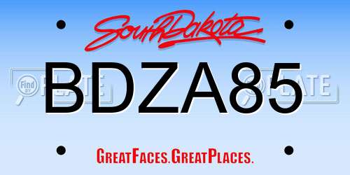 BDZA85 South Dakota License Plate