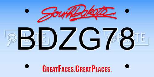 BDZG78 South Dakota License Plate
