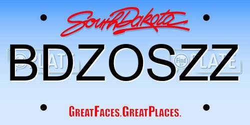 BDZOSZZ South Dakota License Plate