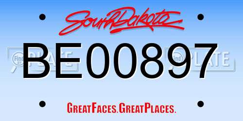 BE00897 South Dakota License Plate