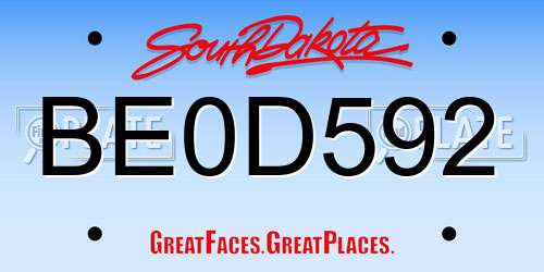 BE0D592 South Dakota License Plate