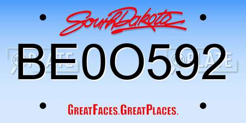BE0O592 South Dakota License Plate