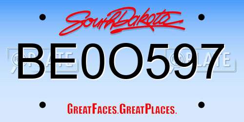 BE0O597 South Dakota License Plate