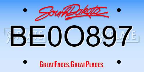 BE0O897 South Dakota License Plate